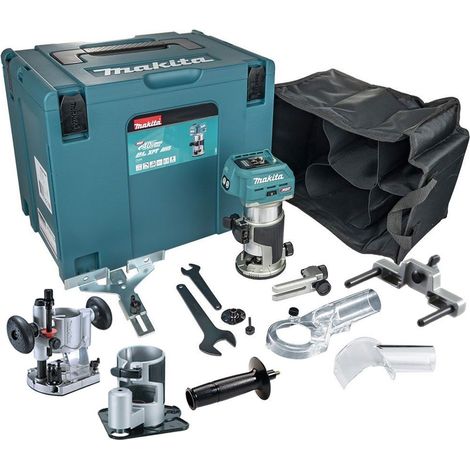 Makita RT001GZ16 40v Brushless Router Trimmer Naked In Case with Extra Bases