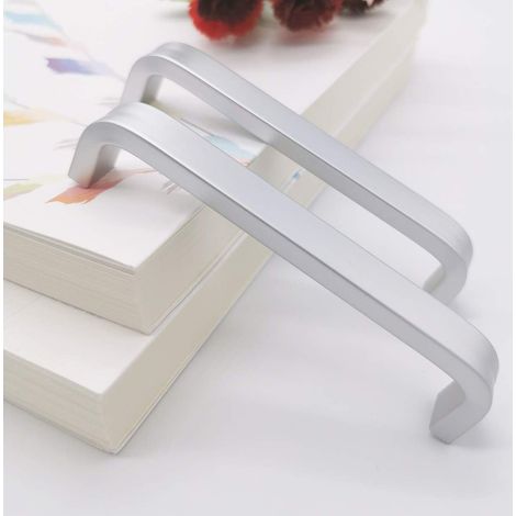 Lot de 10 poignées de porte de meuble de cuisine, placard, tiroir, meuble de chambre, entraxe de 96 mm, en aluminium, avec vis.