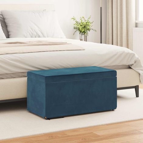 Hocker Blau 81 x 41 x 40 cm Samt und Engineering Holz