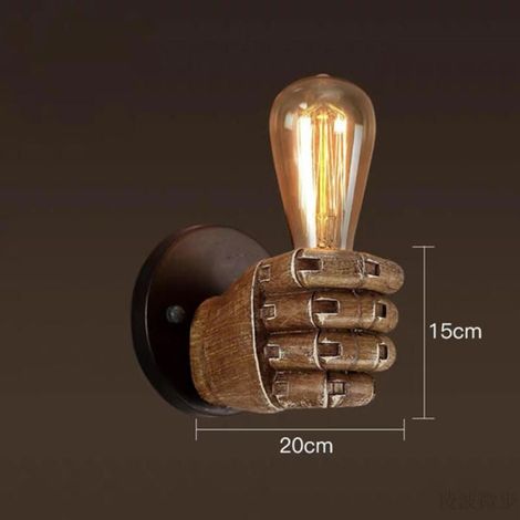 Lampe murale résine poing AUCUNE, droite, style original café déco (1/4)