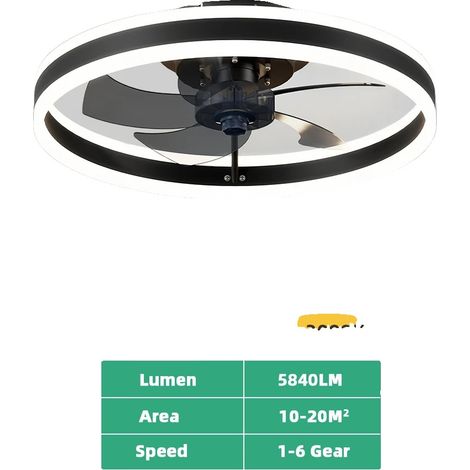 Ventilateur de plafond, télécommande, éclairage LED dimmable, noir (1/2)