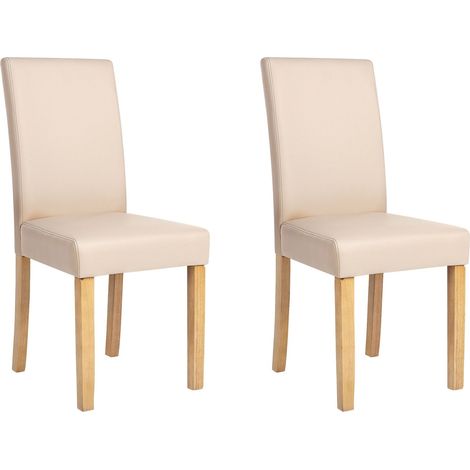 Set di 2 Sedie da Pranzo in Ecopelle Beige Gambe in Legno Tradizionali Broadway (1/5)