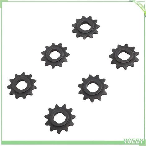 Pignons de moteur 6 pièces 11T, roue à chaîne de scooter électrique en acier de 10 mm avec trou de en forme de H, pour (1/4)