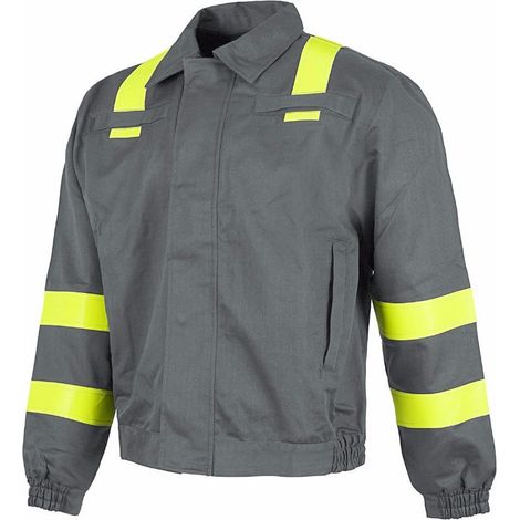 Cazadora para soldador de algodón con cintas fluorescentes WORKTEAM B1194 XXL Gris+Amarillo A.V. (1/3)