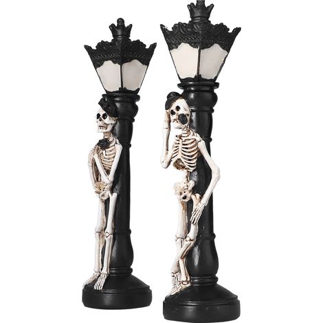 Lampe crâne d'Halloween miniature vintage, lampe de rue squelette, décorations pour la maison et les fêtes d'Halloween (1/5)