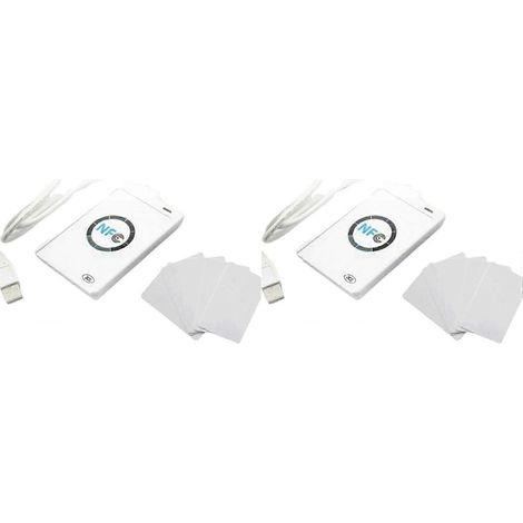 2 programmateurs ACR122U, lecteur de cartes à puce ISO14443, copieur de puces 13,56 MHz, graveur de jetons 1K S50, duplicateur NFC (C)-JXLGV (1/5)