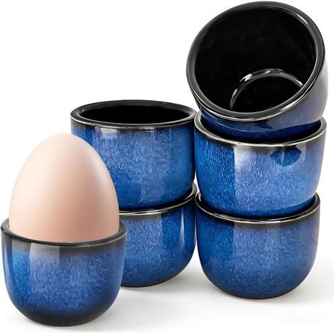 Eierbecher aus Porzellan Vintage-blaue Eierbecher Keramik glänzender Eierständer Eierhalter für gekochte Eier lustiger Eierständer (1/5)