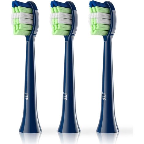 Lot de 3 brosses à dents électriques pour brosses de rechange - Poils moyens doux - Convient pour P200 (bleu) (1/5)