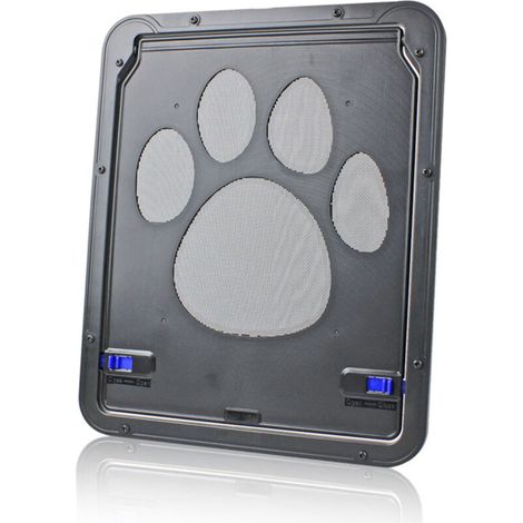 Porte pour animaux noire avec moustiquaire intégrée - Cadre extérieur 24 x 29 cm - Pour chien et chat, installation murale ou porte (1/5)