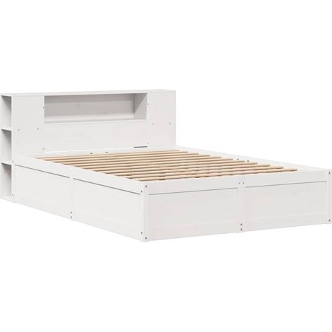 Bed Frame without Mattress White 150x200 cm King Size Solid Wood Pine vidaXL (1/4)