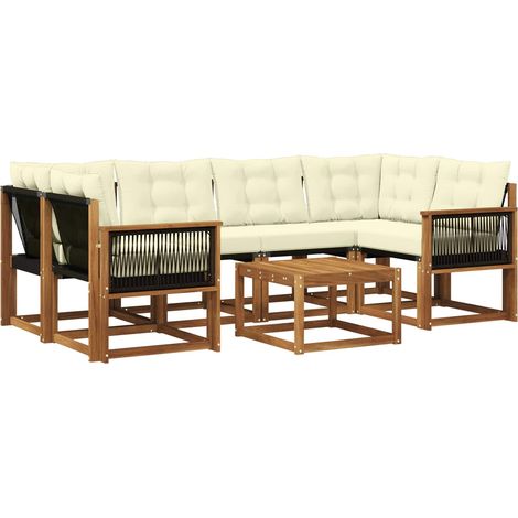Outdoor Sofa Set with Cushion 7 pcs Natural and Cream vidaXL (1/5)
