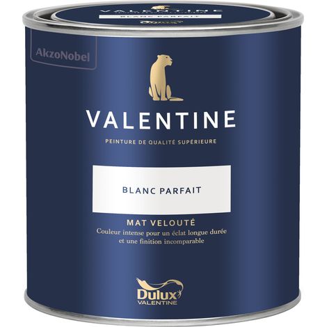 Dulux Valentine Peinture intérieure de haute qualité - Valentine - Couleur intense & pouvoir couvrant élevé - Mat Velouté Blanc Parfait 0,5 L