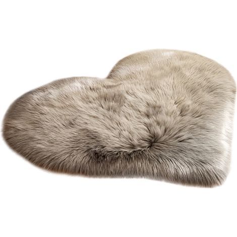 Tapis moelleux en forme de cœur JeashCHAT, imitation peau de mouton ultra douce, petit tapis pour chambre ou salon, 40 x 50 cm (1/2)