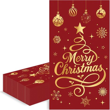 40x33cm Noël Serviettes en Papier Jetables,20 Pièces Doux Serviette Rouge Or Recyclable Vaisselle Jetable Décoration de Table Cocktail Dîner,Serviette pour Fournitures Fête de Noël (1/5)