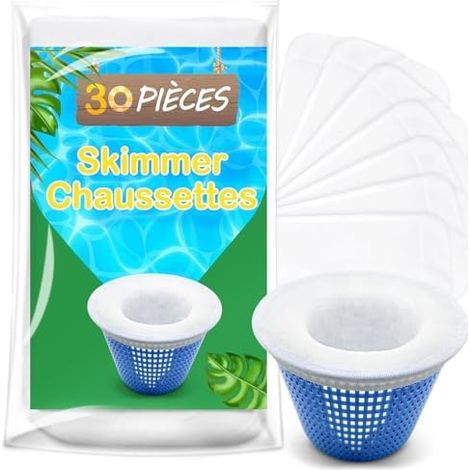 Écumoire pour piscine hors sol avec 30 chaussettes d'écumage, panier flottant pour piscines hors sol, compatible avec les piscines gonflables Intex, élimine efficacement les feuilles et les débris. (1/5)