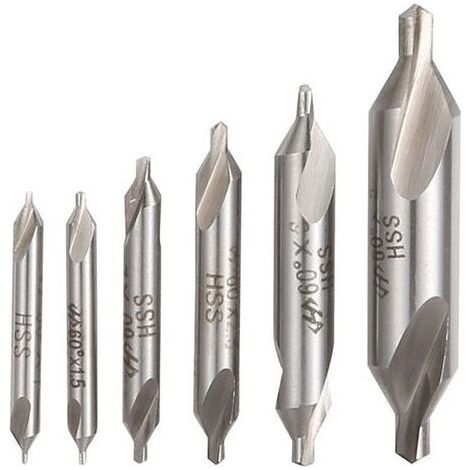 6Pcs Forets à centrer, HSS, 60 degrés, 1-5mm, pour acier, fer, cuivre, aluminium, bois, plastique (1/2)