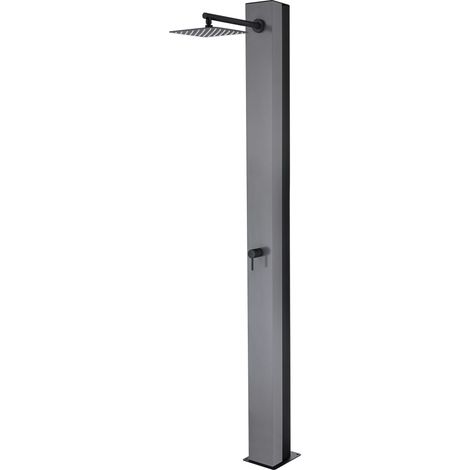 IMEX Doccia Piscina Phoenix en Acero 316 Gris con Rubinetto Monovia y Difusor Cuadrado Anticalcare Capacidad de 39 Litros Ideal para Exteriores Máxima Calidad Anticorrosión