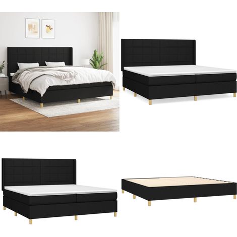 Boxspringbett mit Matratze Schwarz 200x200 cm Stoff - Boxspringbett - Doppelbett - Schlafraum - Bettsystem - Lattenrost - Home & Living