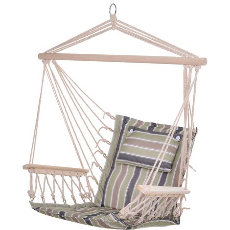 – Chaise suspendue hamac – Coton et polyester 180 g/m² – Charge max. 100 Kg – Dimensions 100L x 49l x 106H cm – Pliable et portable (1/5)