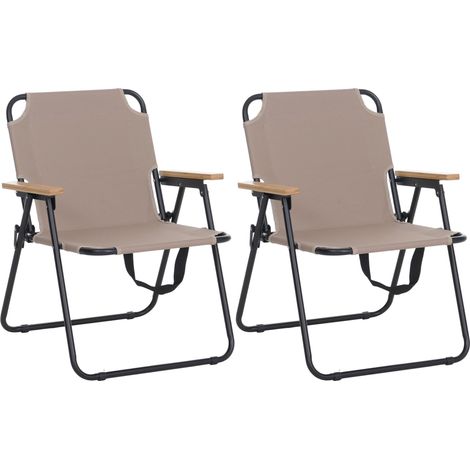 Lot de 2 chaises de camping HWC-Q43, chaises de jardin, de balcon ou de loisirs, pliables, en bambou (1/5)