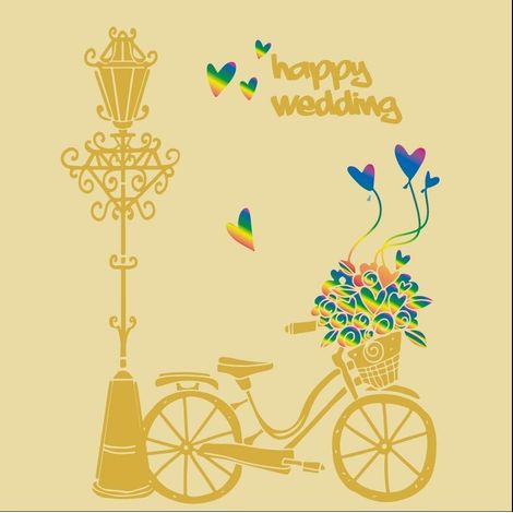 Tarjeta cuadrada MN-19012434 Bicicleta de boda