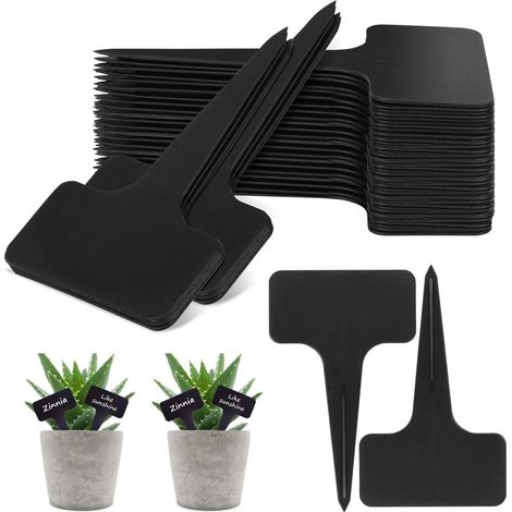 120 Pack Slate Plant Labels - Black Garden T-Shape Markers and Waterproof Plastic Labels for Outdoor Plants and Herb Garden (6 x 10 (1/5)