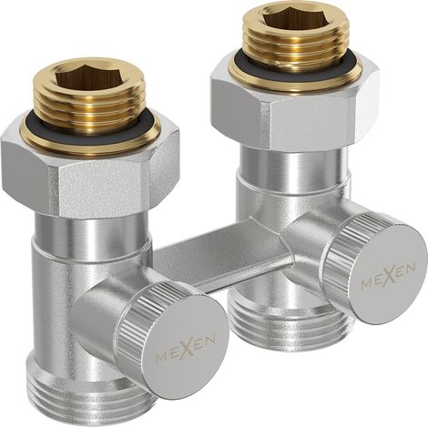 Mexen Uni-Term valvola del radiatore a due tubi DN50, dritta 1/2"x3/4", nichel - W912-012-01