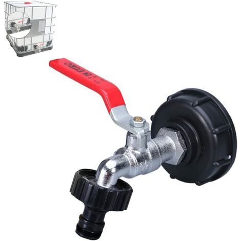 Robinet Pour Cuve IBC - Raccord Fileté S60x6 - Sortie 3/4 Pouces - Adaptateur Collecteur D'eau De Pluie - Pour Cuves De 1000 L (1/5)