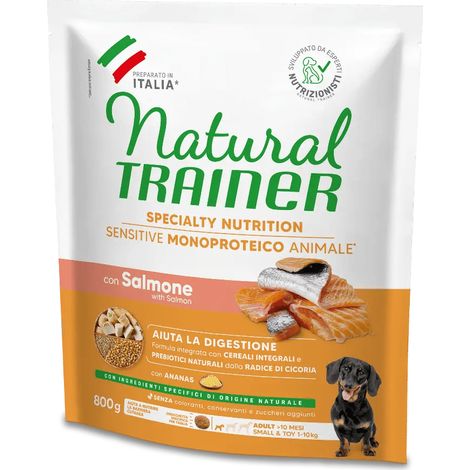 Trainer Natural Dog Sensitive No Gluten Adult Small & Toy Salmone  - Trainer Natural Dog Sensitive No Gluten Adult Small & Toy Salmone - Sacco Da 800 Gr (1/2)