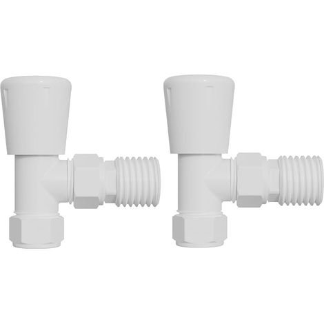 Warmehaus Towel Radiator Valves Round 15mm White Angled