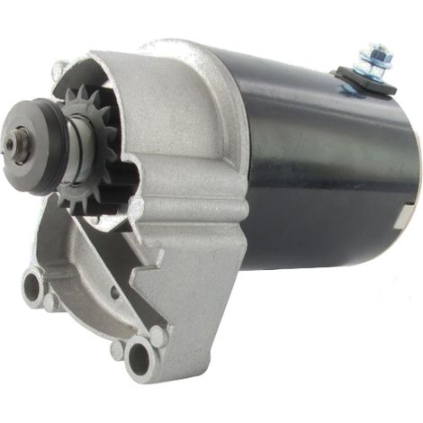 Démarreur électrique avec Pignon 16 dents adaptable pour BRIGGS & STRATTON modèles 422700 à 422799 et la majorité des bicylindres (14, 16 et 18 ch.). Remplace origine: 394808, 497596. Longueur de l'in