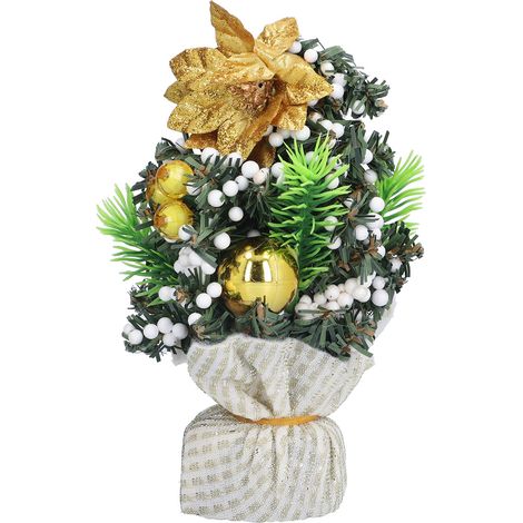 Innovativer DIY-Mini-Weihnachtsbaum aus glänzendem Stoff für den Schreibtisch – Gold (1/5)