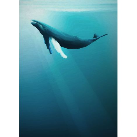 Papier peint panoramique maritim Baleine à Bosse Artistique (1/5)
