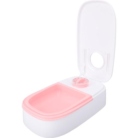 Mangeoire Automatique Pour Animal De Compagnie Chronométré Maintenir La Fraîcheur Bol De Nourriture Sèche Et Humide Pour Minuterie Chiens Chats Rose (1/5)