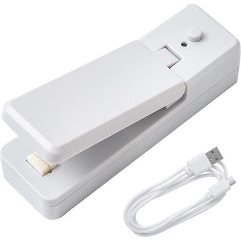 Mini Scelleur, Chargable Scelleur Thermique, Scellant pour Sacs, Mini Bag Sealer, Portable 2 en 1 Thermoscelleuse et Coupeuse, Scelleur de Sac pour Plastique pour Plastique pour Viande, Légumes (1/5)
