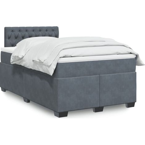 Boxspringbett mit Matratze Dunkelgrau 120x200 cm Samt