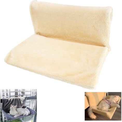 1 Lit Radiateur Pour Chat, Hamac Chauffant En Peluche, Pliable Gris Beige, Pour Petits Animaux Jusqu'à 5 Kg