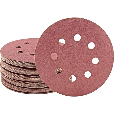 MioTools Fox Klett-Schleifscheiben, 125 mm, 8-Loch, f. Exzenterschleifer, Normalkorund (50 Stk.) K150