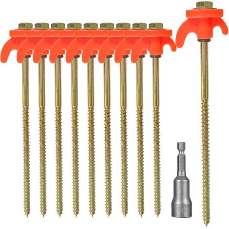 Crochets pour Sol Dur et noble massif – 10 Pcs Piquets de Tente a Visser, fer forgé forgé Robustes avec Support de Corde (1/5)