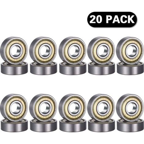 20 pièces 608 ZZ Roulement à billes, 608ZZ Métal double blindage miniature Deep Groove Skateboard imprimante 3D Roulements à billes (8 X 22 x 7 mm) (1/5)