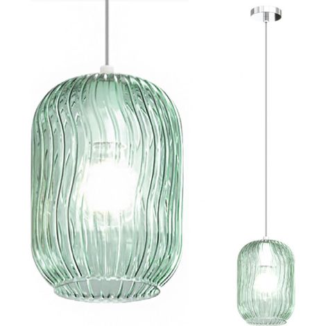 Lampadario moderno top light tender 1181 cr s1 e27 led vetro sospensione, vetro verde