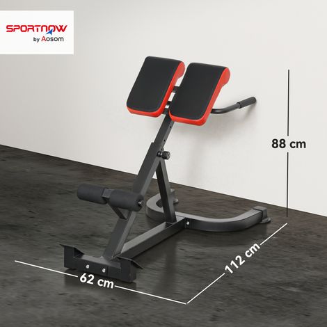 Trainingsstuhl, Fitnessbank, Hantelbank, Stahl, verstellbar, Griffe, Rot+Schwarz (1/5)