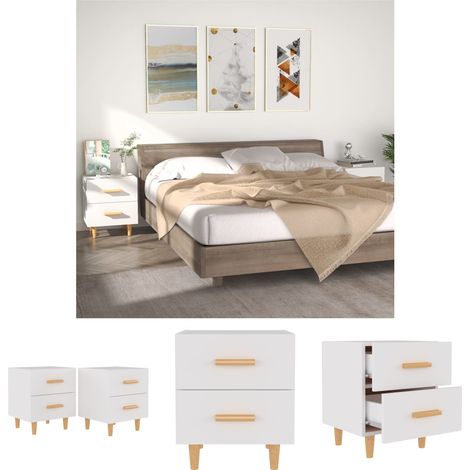 Schubladen Nachttisch - vidaXL Nachttische 2 Stk. Weiß 40x35x47,5 cm - Weiß Nachttisch (1/5)