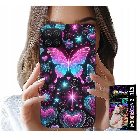 Custodia per Samsung Galaxy A22 5G - motivo a farfalle e cuori colorati e alla moda (1/5)