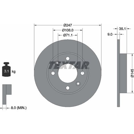 Lot de 2 Disques de frein Textar 92111703 AEOLUS 1618861980 1687774780 4246W9