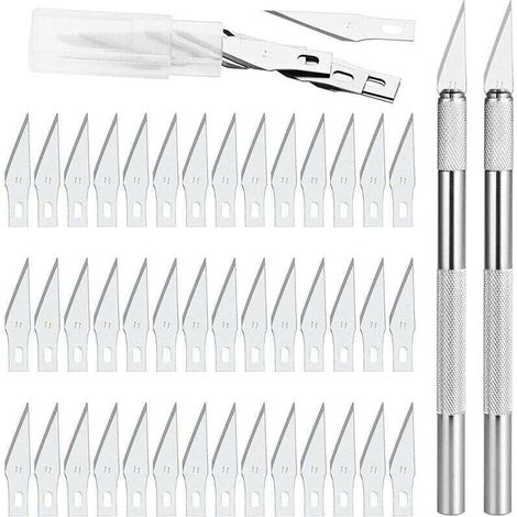 Precision Cutter 2 Scalpel avec 42 lames, Cutter de Précision Couteau pour Découpe de Travail d'art Bricolage, Spéléologie, Sculpture, Diy Sculpture Couteaux de Loisirs