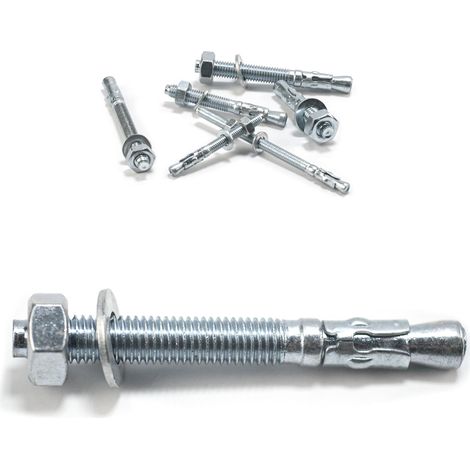 10 pièces d’ancrages à boulons M10, ancrages en béton pour charges lourdes, chevilles à boulons M10x90mm, boulons d’ancrage pour garde-corps, béton, fenêtres, pierres, machines, poutres, vis d’ancrage (1/5)