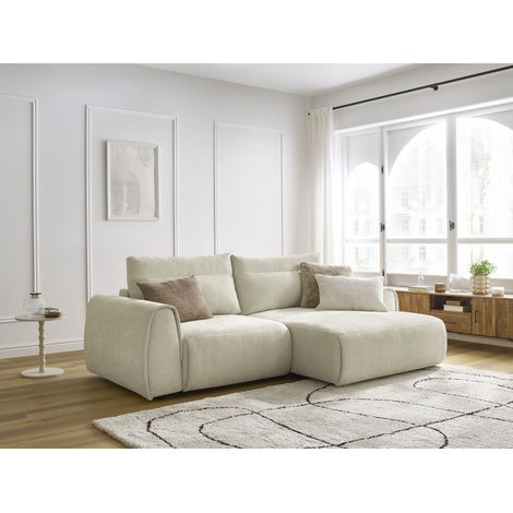 BOBOCHIC - Canapé d'angle fixe compact ADEN Angle droit Beige (1/5)
