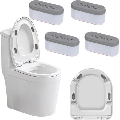 4 Tampons Abattant WC Autocollants Anti-bruit en ABS et TPU, Réduisent les Espaces et les Chocs, Pour Maison, Hôtel, École, Blancs, 4.5 x 1.8 x 2 cm (1/5)