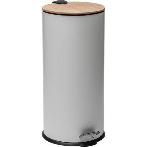 Papelera / cubo de basura / contenedor de residuos con pedal 30L blanco Natureo (1/10)
